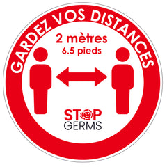 Prevention stickers: GARDEZ VOS DISTANCES 2M (from $6/unit) - Stopgerms