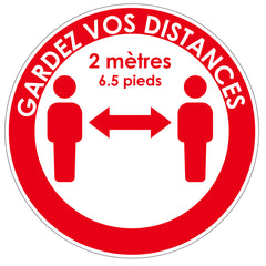 Prevention stickers: GARDEZ VOS DISTANCES 2M (from $6/unit) - Stopgerms