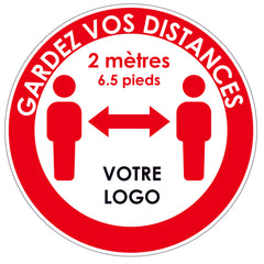 Prevention stickers: GARDEZ VOS DISTANCES 2M (from $6/unit) - Stopgerms