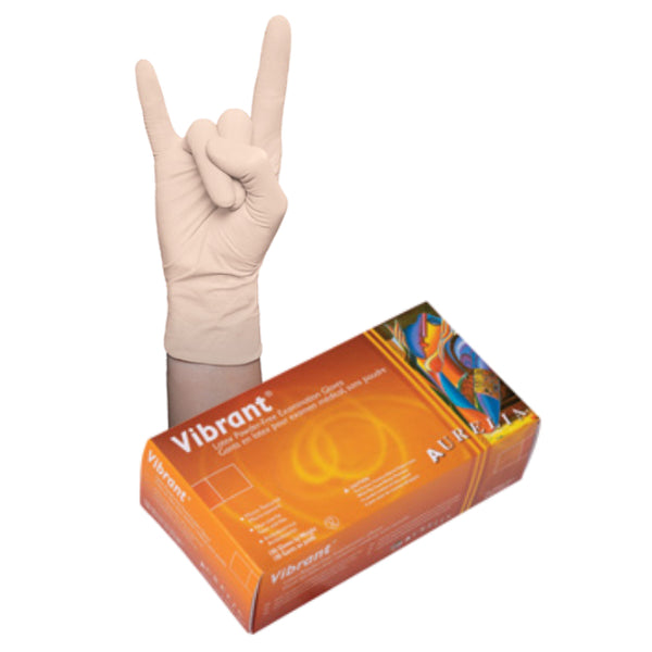 Gants de latex Aurelia Vibrant 5mil - Beige - Caisse de 10 boîtes - Stopgerms