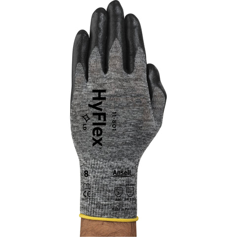 Gants de mousse de nylon Hyflex 11-801 , Calibre 15 - Gris, Noir - 1 Paire - Stopgerms