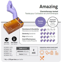 Gants de nitrile Aurelia Amazing 2mil - Violet - Caisse de 10 boîtes - Stopgerms