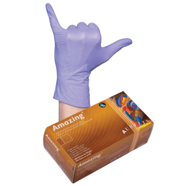 Gants de nitrile Aurelia Amazing 2mil - Violet - Caisse de 10 boîtes - Stopgerms