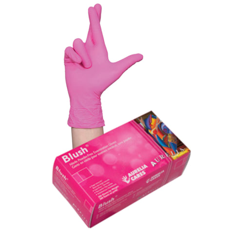 Gants de nitrile Aurelia Blush 2.5mil - Rose - Caisse de 10 boîtes - Stopgerms