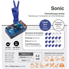 Gants de nitrile Aurelia Sonic 2.2mil - Bleu Cobalt - Caisse de 10 boîtes - Stopgerms