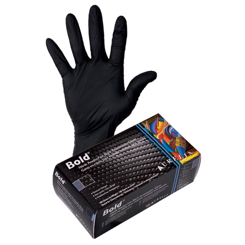 Gants de nitrile Aurelia Bold Max 6mil - Noir - Caisse de 10 boîtes - Stopgerms