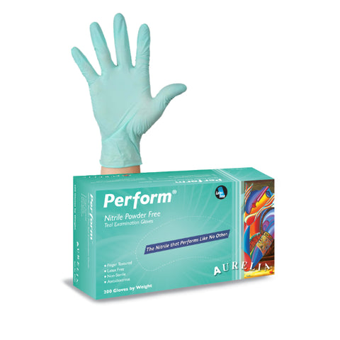 Gants de nitrile Perform 2.5mil - Vert Sarcelle - Caisse de 10 boîtes - Stopgerms