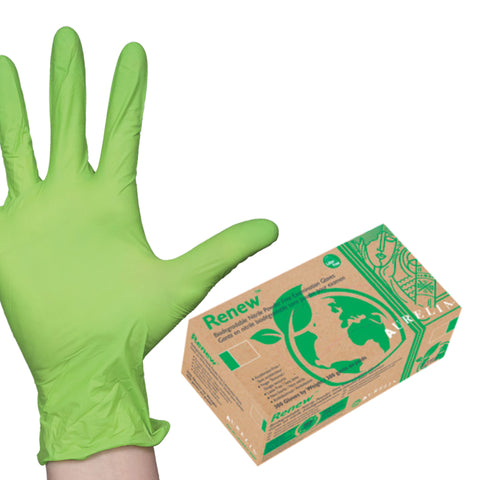 Gants de nitrile Renew Biodégradable 2.2mil - Vert Pomme - Caisse de 10 boîtes - Stopgerms