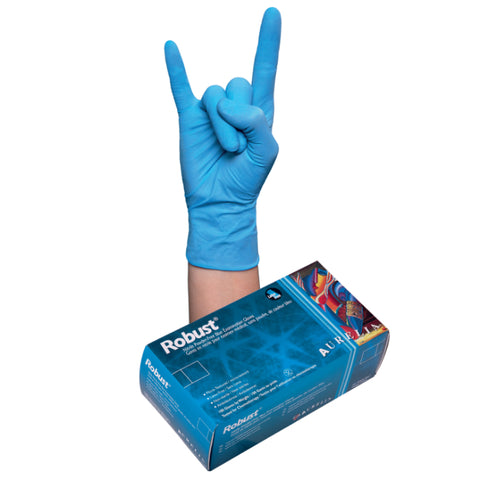 Gants de nitrile Robust 5mil - Bleu - Caisse de 10 boîtes - Stopgerms