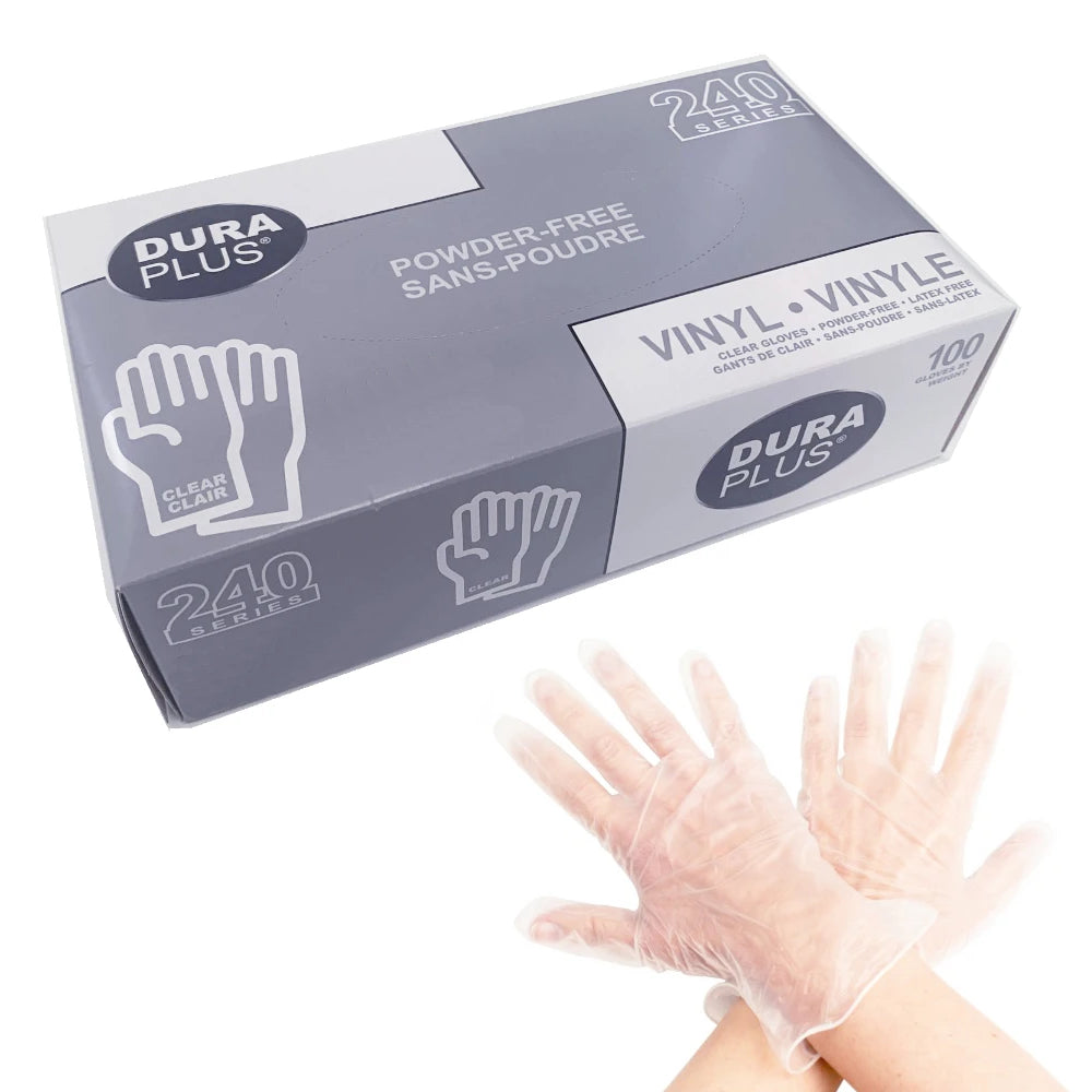 Paquet de gants en vinyl transparent- emballés au Québec - Colorantic