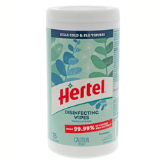 HERTEL Lingettes désinfectantes Zeste d'eucalyptus - 75 lingettes - Stopgerms