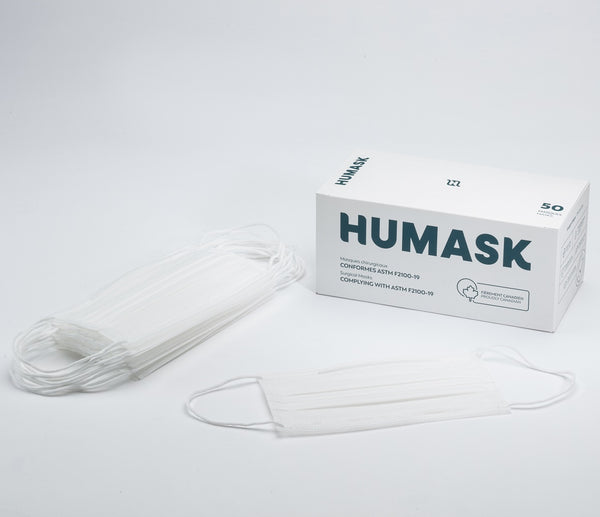 Masques Chirurgicaux blancs Humask niveau 1 (caisse de 2500) - Stopgerms