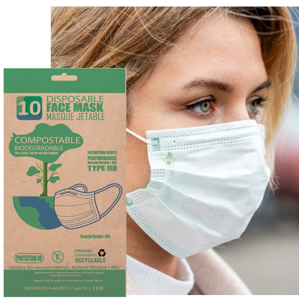 White surgical masks level 2 biodegradable - StopGerms.ca