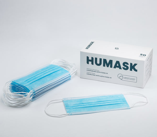 Masques Chirurgicaux bleus Humask niveau 1 (caisse de 2500) - StopGerms