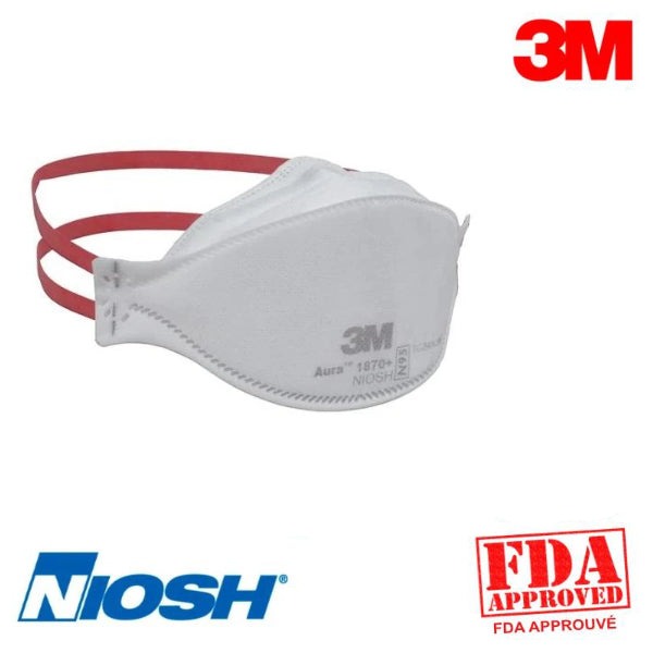 Masques N95-1870+ 3M - Caisse de 440 (Emballés individuellement), Taille : Standard - Stopgerms