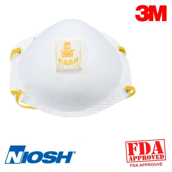 Masques N95-8511 3M avec valve Paquet de 10, Taille : Standard - StopGerms