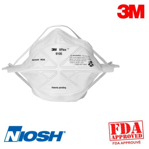 Masques N95-9105 V-Flex 3M Paquet de 50, Taille : Standard - Stopgerms