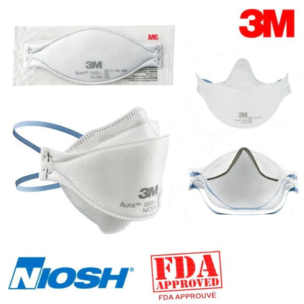 Masques N95-9205+ 3M Paquet de 10 (Emballés individuellement), Taille : Standard - StopGerms