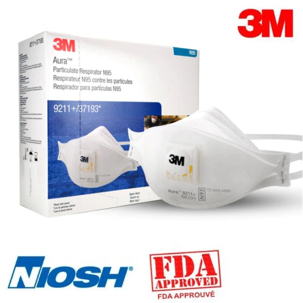 Masques N95-9211+ avec valves de 3M - Paquet de 10 (Emballés individuellement), Taille : Standard - Stopgerms