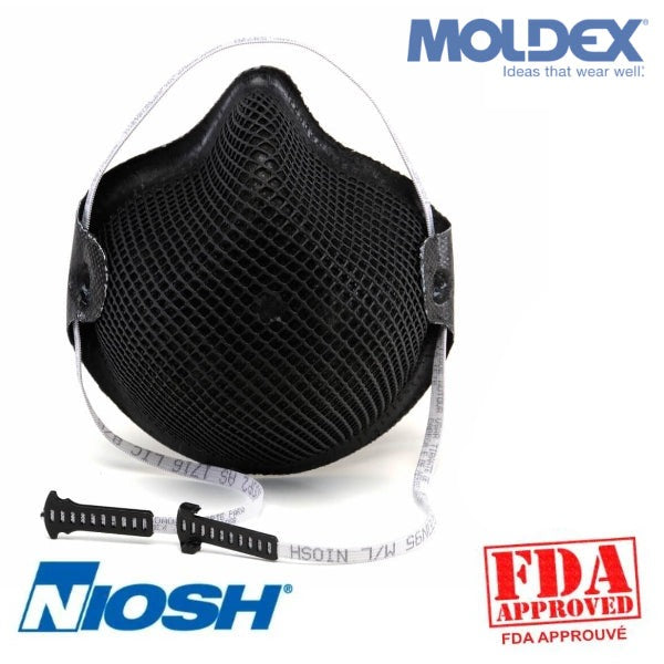 Masques N95-M2600 MOLDEX Noir Special Ops Paquet de 15, Taille : Medium/Large - Stopgerms