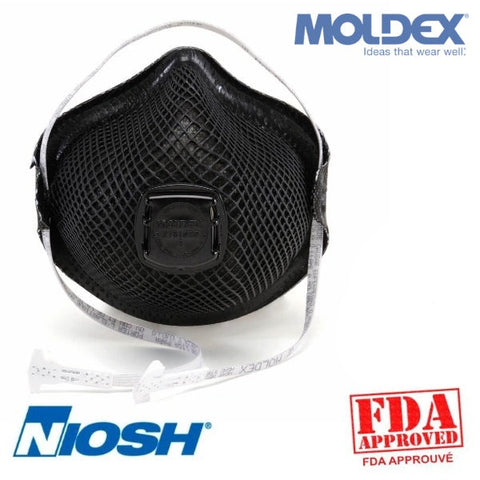 Masques N95-M2700 MOLDEX Noir (avec valve) Paquet de 10, Taille : Medium/Large - StopGerms.ca